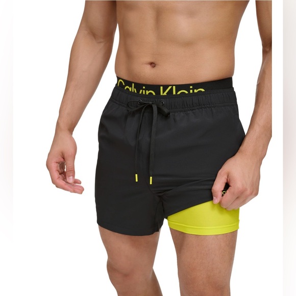 Calvin Klein Logo Elastic Waist Modern Euro
5" Volley Swim Trunks, NWT - Picture 1 of 5